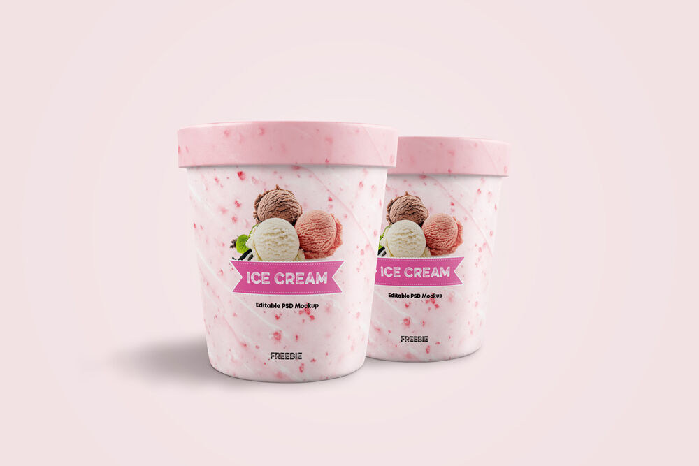 Free Ice Cream Tub Mockup (PSD)