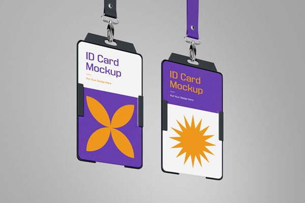 Two ID Cards Hanging Mockup FREE PSD