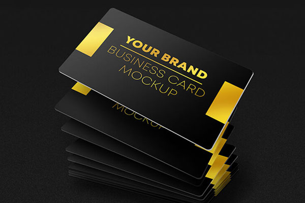 Two Perspective View Business Card Stacks and Grid Mockups FREE PSD