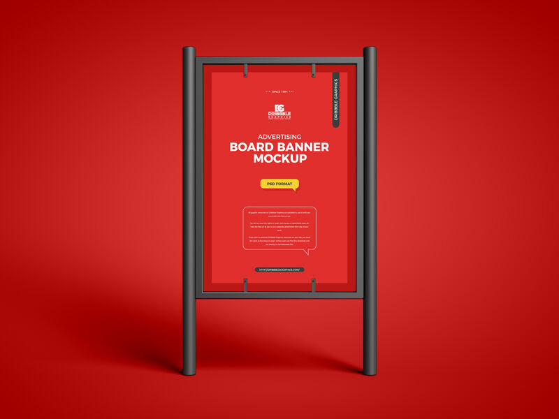 Vertical Advertising Board Banner Mockup (FREE) - Resource Boy