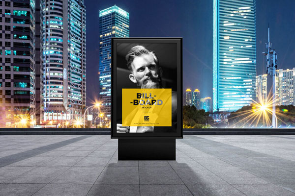 Vertical City Signage Standing in the Front View Mockup FREE PSD
