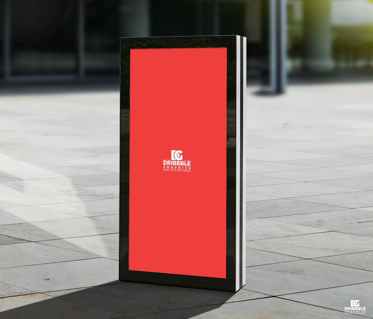 Vertical City Signage Standing in the Half-Side View Mockup FREE PSD