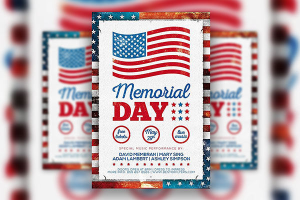 Vintage Memorial Day Flyer Template FREE PSD