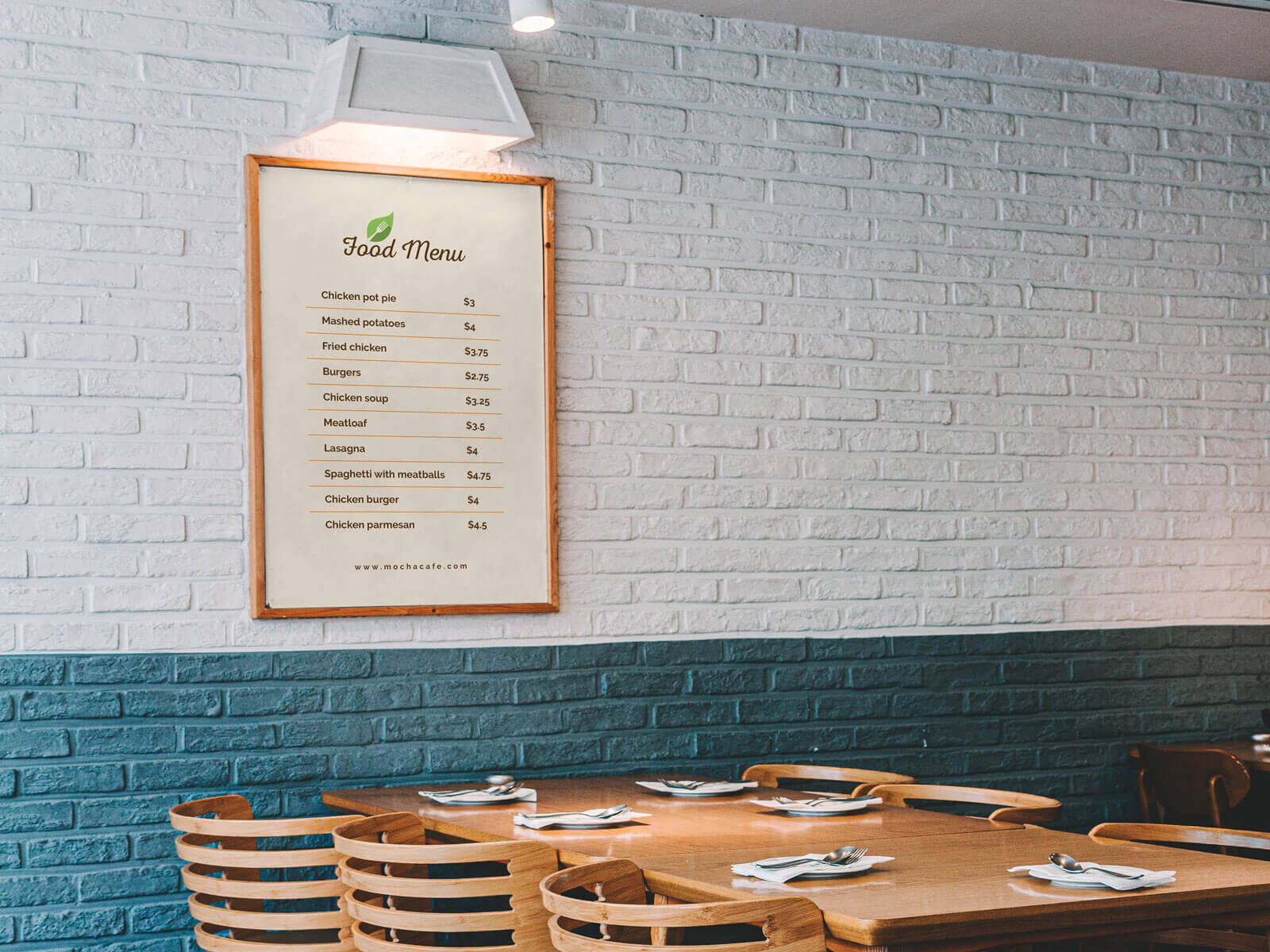 Wall Wooden Framed Restaurant Menu Poster Mockup (FREE) - Resource Boy