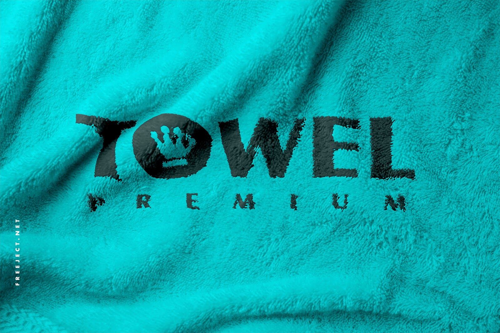 Wrinkled Towel with Printed Logo in Top View Mockup Free Download