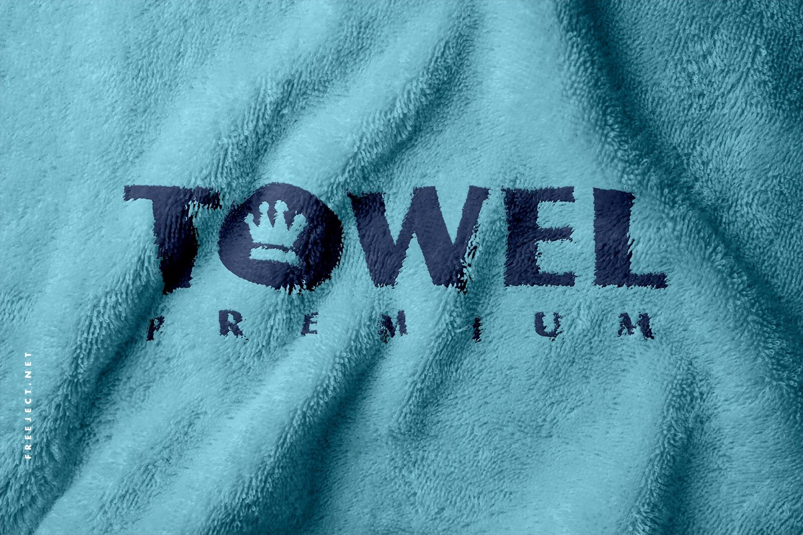 Wrinkled Towel with Printed Logo in Top View Mockup FREE PSD