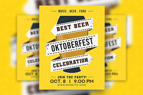 Yellow Oktoberfest Flyer Template FREE PSD
