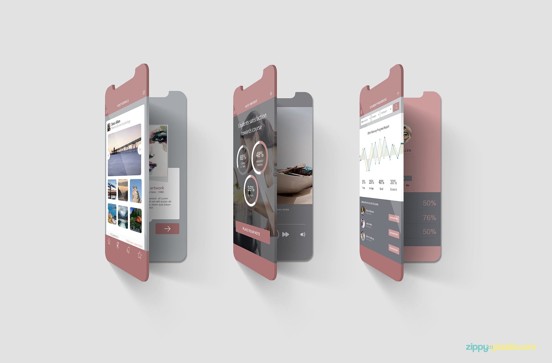 2 Mockups of iPhone Multiscreen in Front View FREE PSD