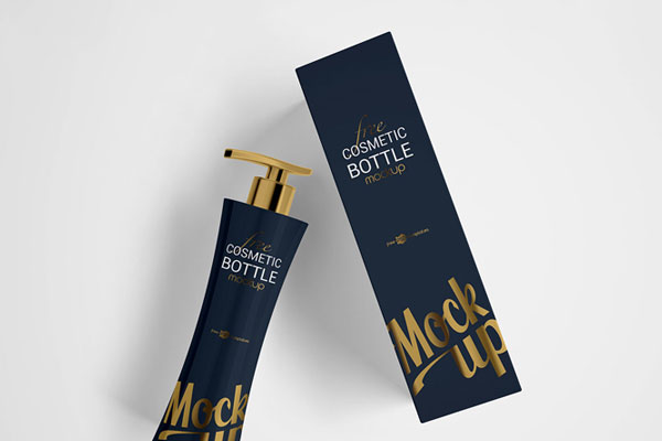 2 Mockups of Modern Pump Cosmetic Bottle Packaging FREE PSD