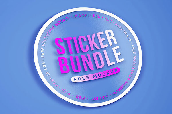 Round sticker mockup in gift box, logo sticker mockup.