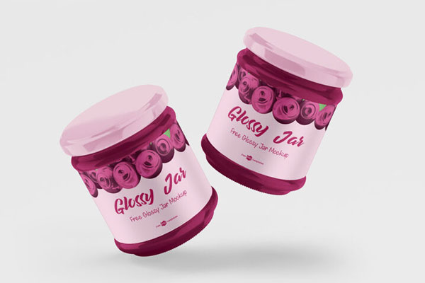 2 Mockups of Small Glossy Jars Packaging Set FREE PSD