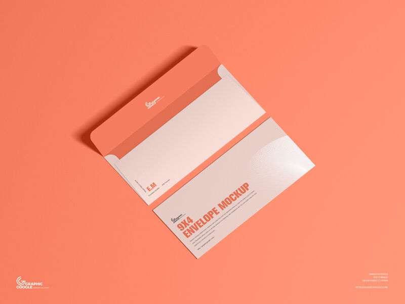 2 Open and Closed Envelopes Facing Up and Down Mockup FREE PSD