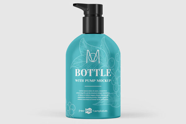 2 Pump Dispenser Bottle Mockups in Front and Overhead Views FREE PSD
