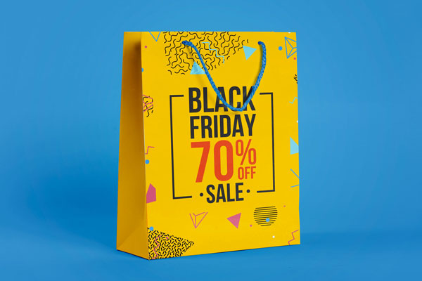 3/4 View Empty Paper Shopping Bag Mockup FREE PSD