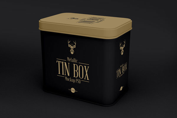 3/4 View of Two Metallic Tin Box Mockups FREE PSD