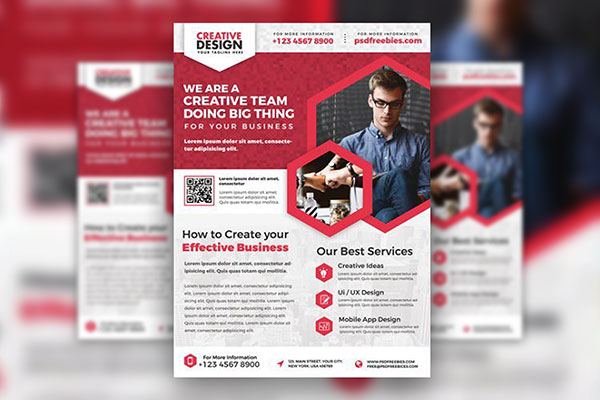 3 Clean Geometric Business Flyer Templates FREE PSD