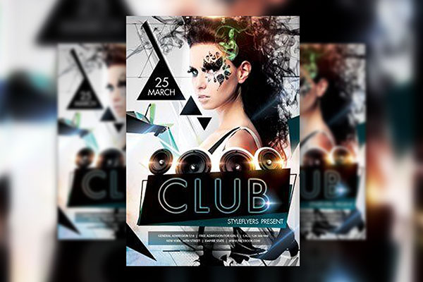 3 Geometric, 3D, Futuristic Party Flyers Along with Facebook Cover ...