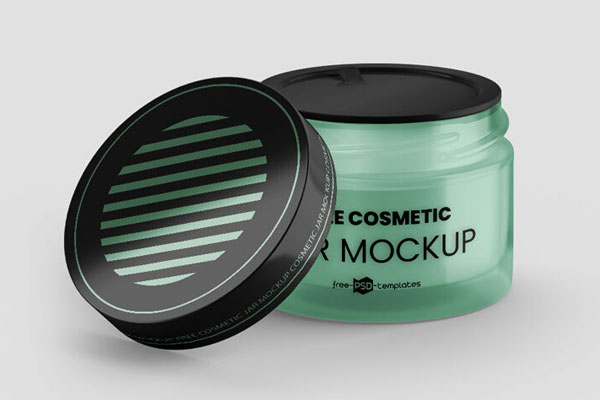 3 Glass Cosmetic Jar Mockup in Different Positions FREE PSD