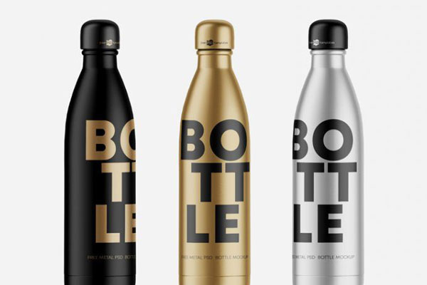 3 Mockups Featuring Floating or Stand-up Bottles in Different Views FREE PSD
