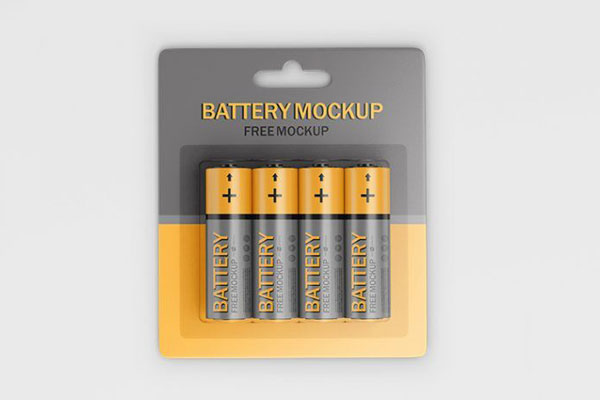 3 Mockups of Battery Packaging from Different Angles FREE PSD