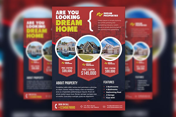 3 Modern Real Estate Flyer Templates FREE PSD