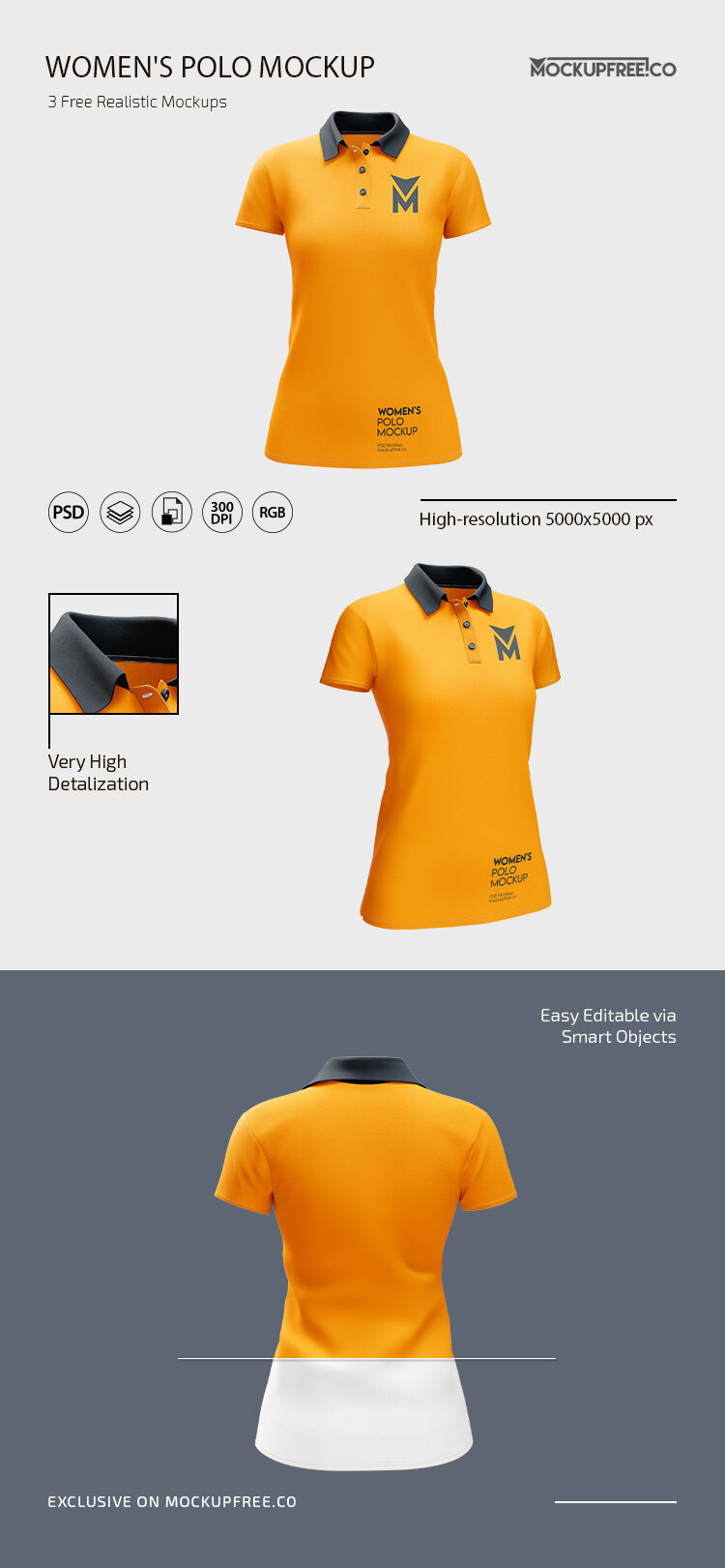 3 Women's Polo Shirt Mockups in Different Angles (FREE) - Resource Boy