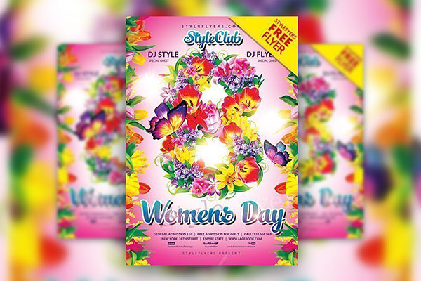 4 Modern and Floral Women's Day Flyer Templates FREE PSD