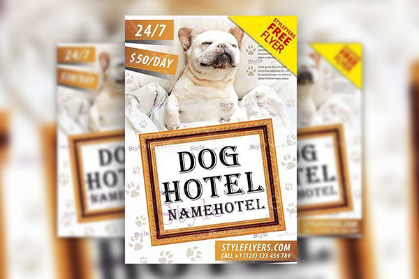 4 Modern Dog Hotel Flyers Along with Facebook Cover Templates FREE PSD