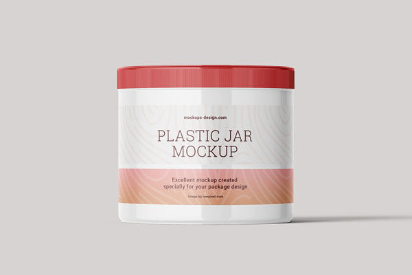 4 Plastic Jar Mockups in Different Shots FREE PSD