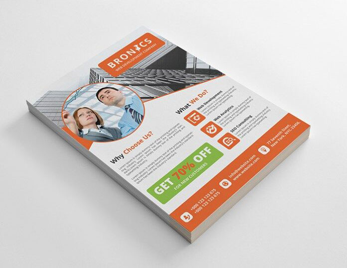 4 Urban, Modern, Geometric Corporate Flyer Templates Featuring Different Color Options FREE PSD