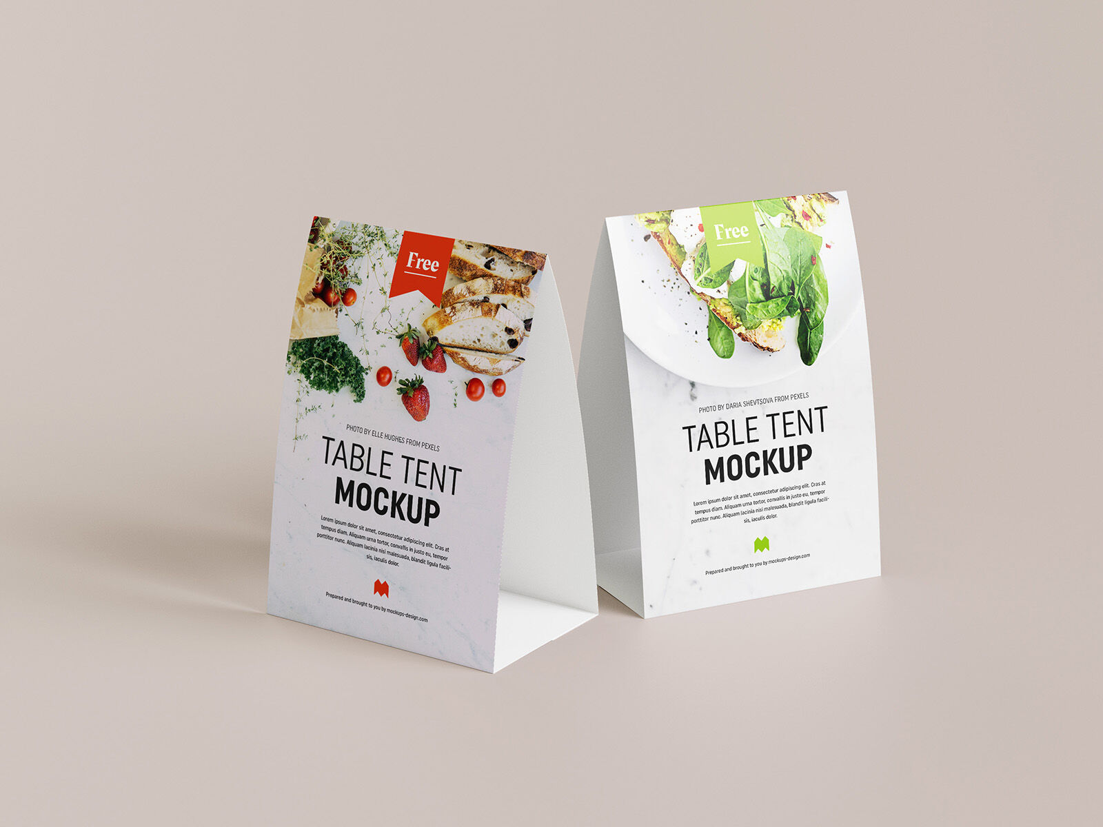 5 Table Tent Mockups Placed in Different Views FREE PSD