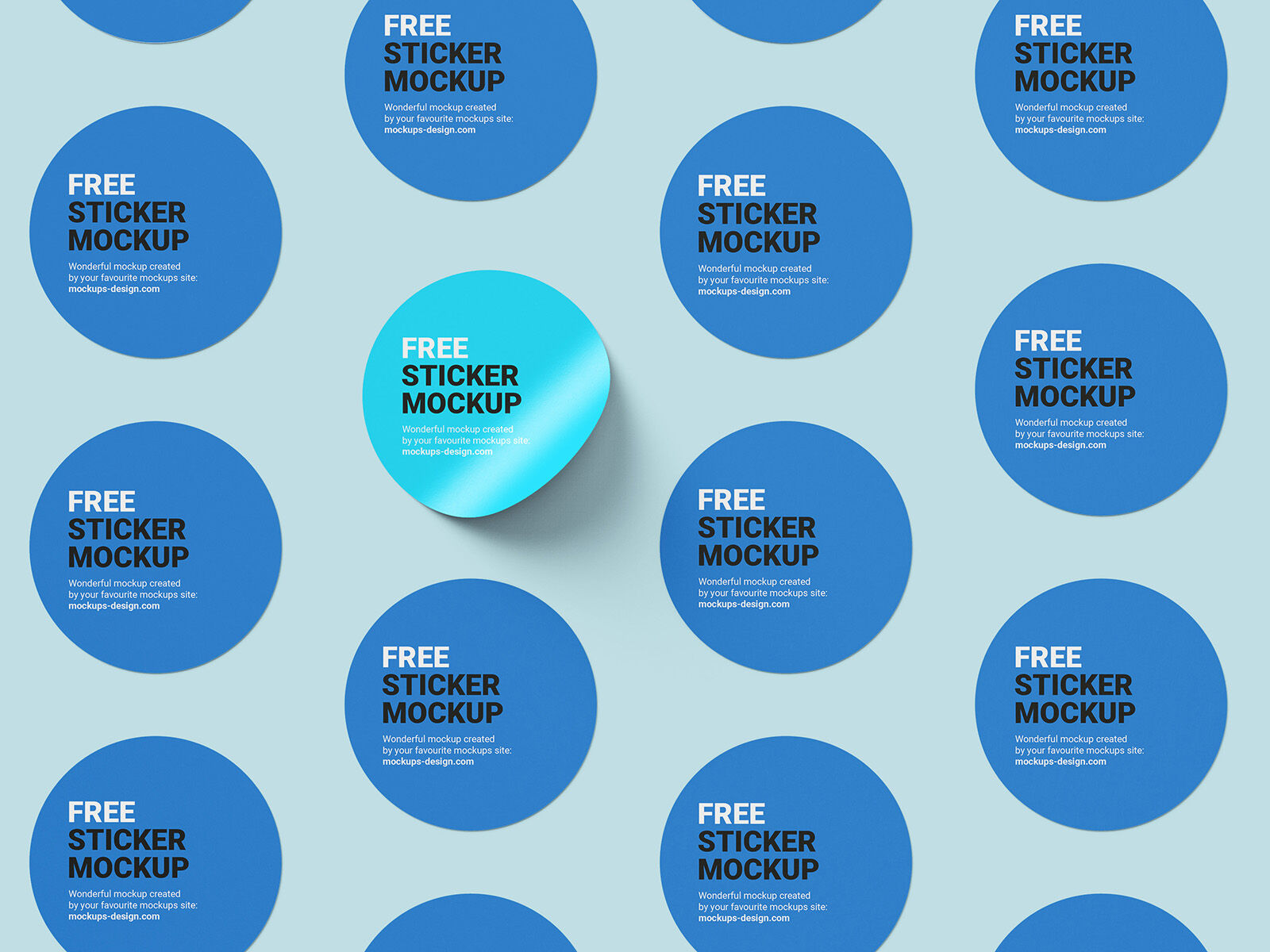 6 Mockups of Round Stickers in Different Views and Positions FREE PSD