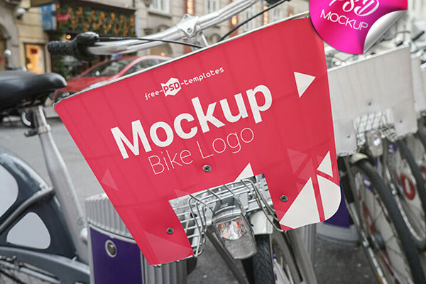 Bike Logo Mockup with a Street View FREE PSD