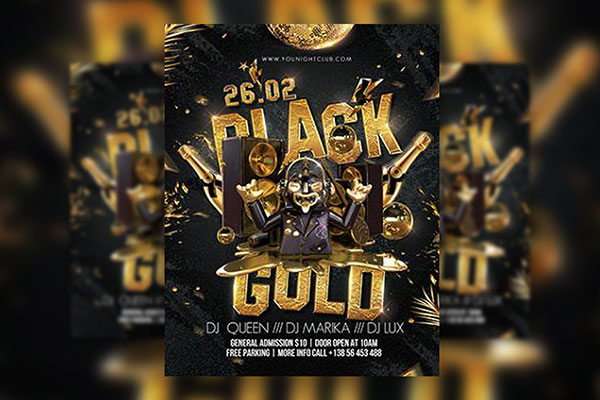 Black, Golden, Luxurious Night Party Flyer Template FREE PSD