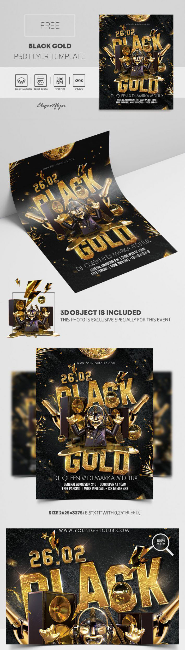 Black, Golden, Luxurious Night Party Flyer Template (FREE) - Resource Boy