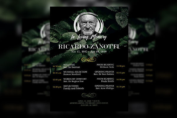 Black, Green, 3D Funeral Flyer Template FREE PSD
