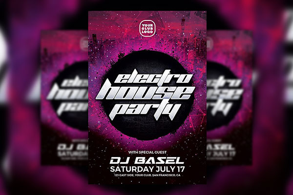 Black, Purple, Futuristic Night Party Flyer Template FREE PSD