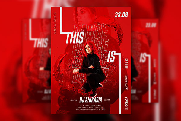 Bloody Red Dance Party Flyer Template FREE PSD