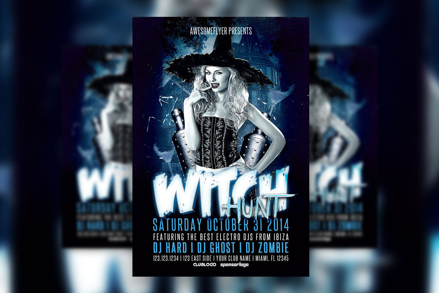 Bold Modern Scary Halloween Party Flyer Template FREE PSD
