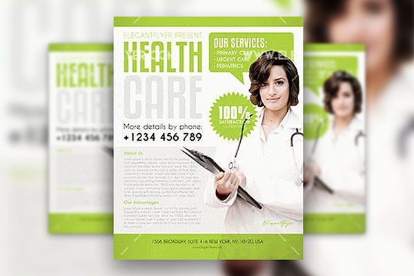 Border Clean Bold Health Care Flyer and Facebook Cover Templates FREE PSD