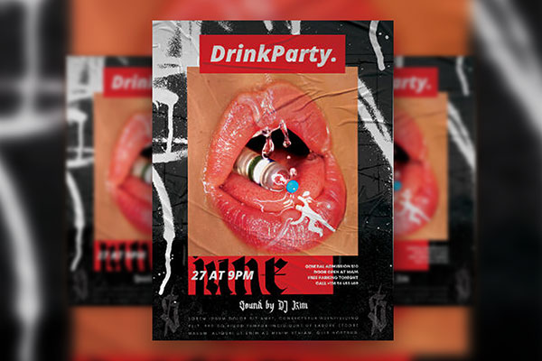 Border Club Party Flyer Template FREE PSD