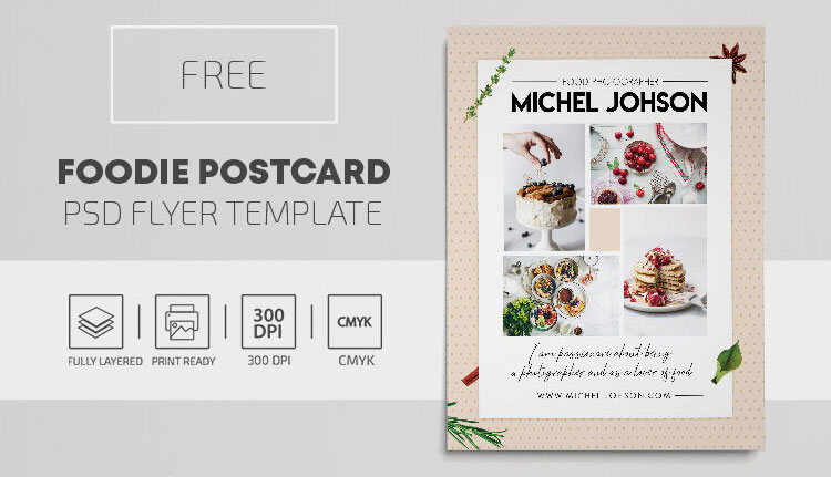 Border Photo Food Photographer Flyer Template FREE PSD