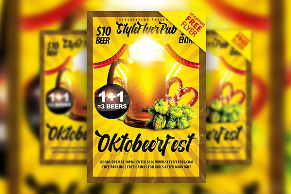 Border Sparkly Oktoberfest Flyer Template FREE PSD