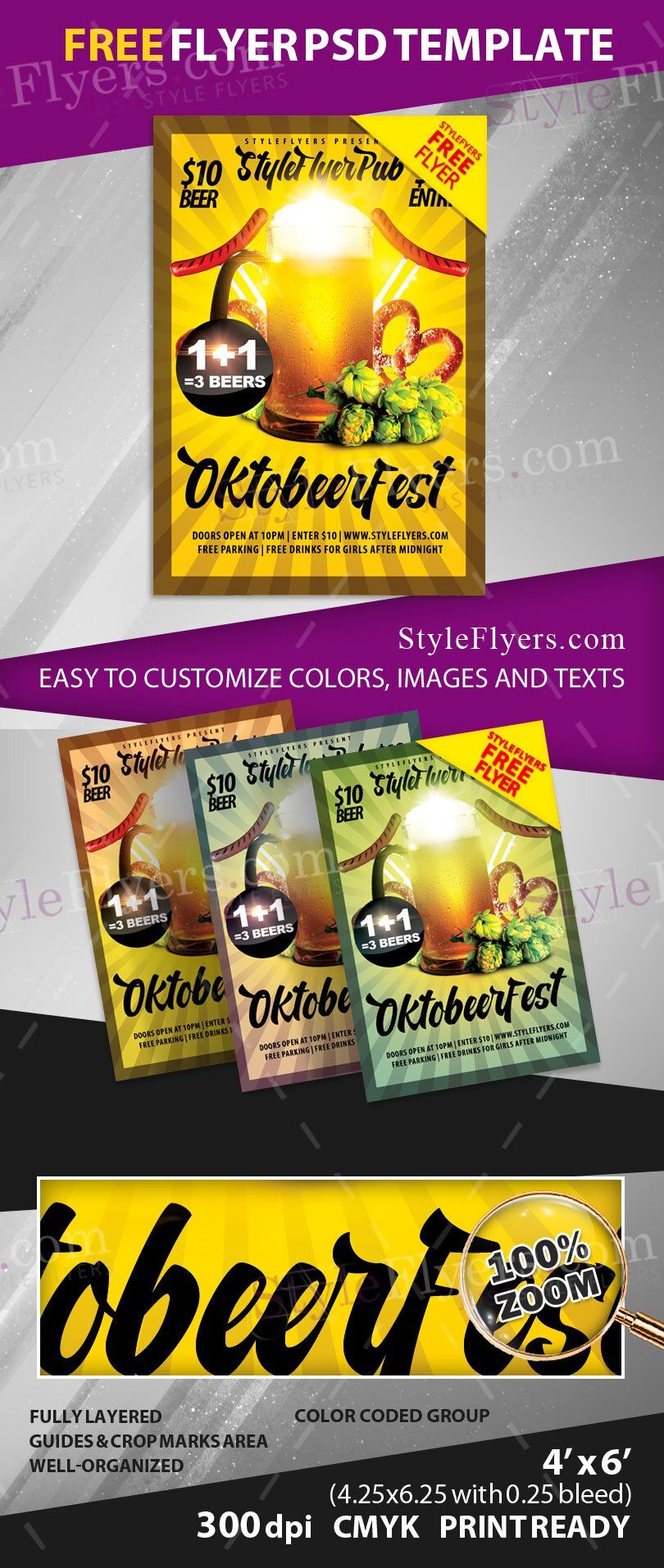 Border Sparkly Oktoberfest Flyer Template FREE PSD