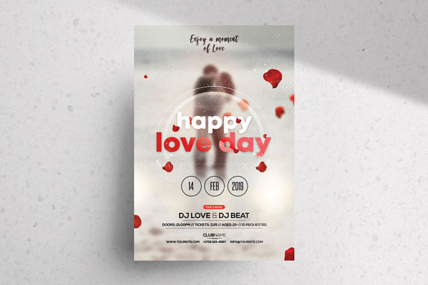 Bright, Blurry, Modern Valentine's Day Party Flyer Template FREE PSD