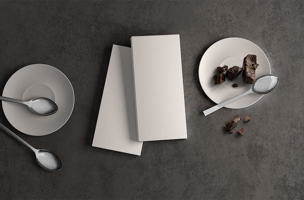Chocolate Bar Packaging on a Table Mockup FREE PSD