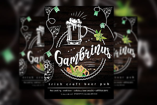 Circle Illustrated Beer Flyer Template FREE PSD