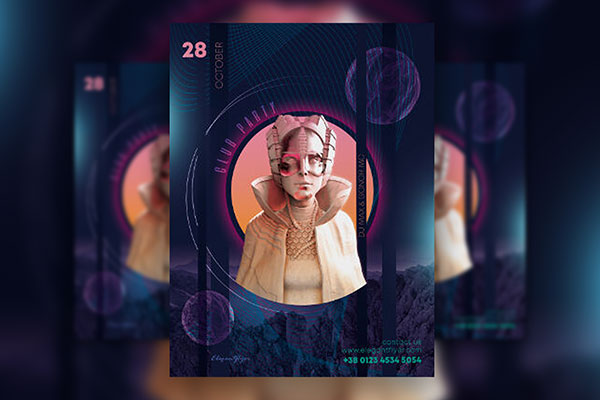 Circle Lines Club Party Flyer Template FREE PSD