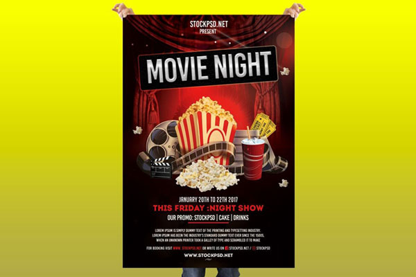 Classic Snacks Movie Night Flyer Template (FREE) - Resource Boy