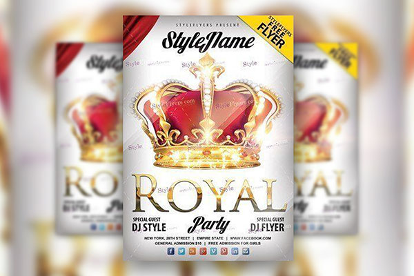 Classy Royal Party Flyer Template with a Crown FREE PSD